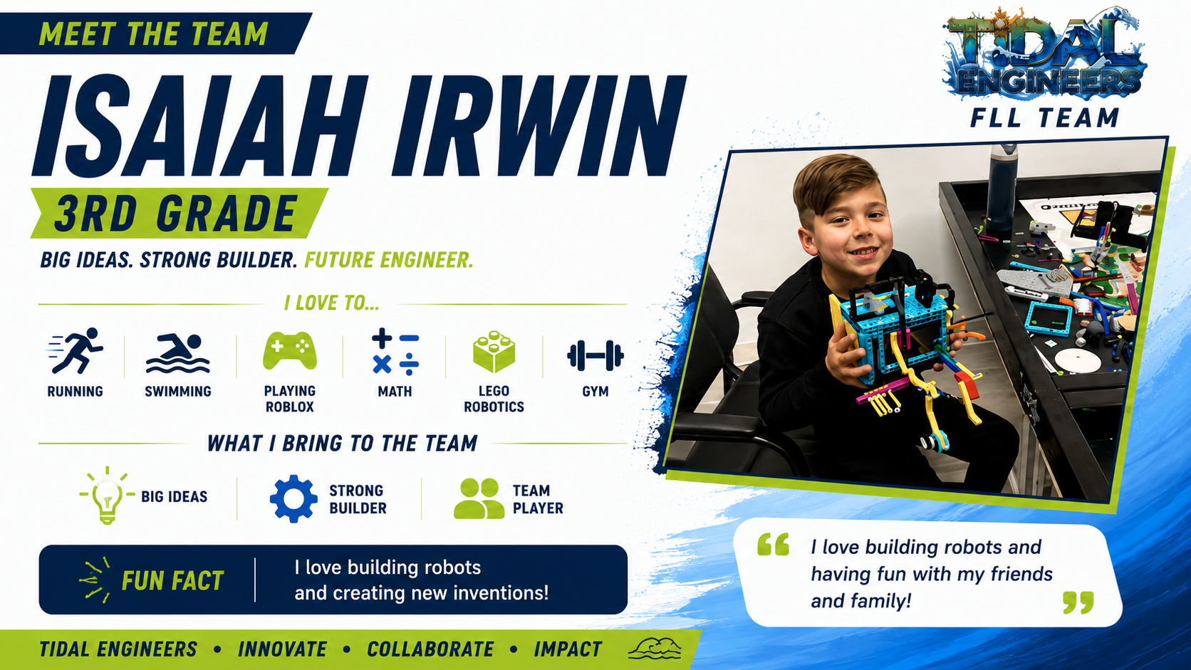 Meet Isaiah Irwin, Tidal Engineers team member